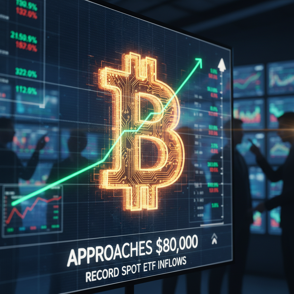 Bitcoin Price Surge Approaches $80K Amidst Record Spot ETF Inflows
