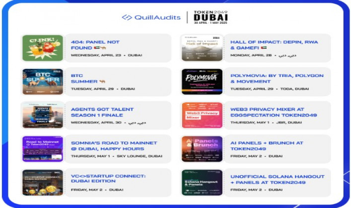QuillAudits Announces Series of Four Premier Web3 Events in Dubai to Shape the Future of Blockchain, DeFi, AI, and BTC Ecosystems